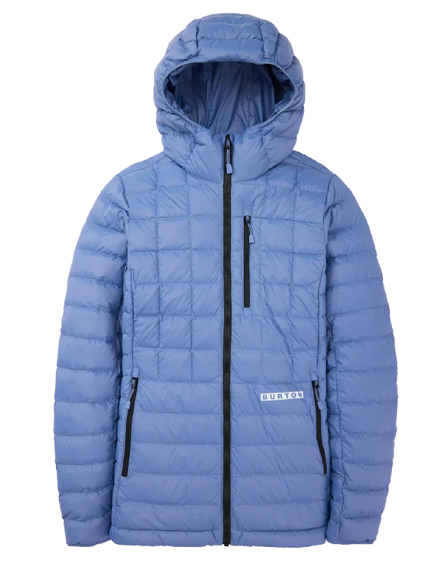 Burton Women's Mid-Heat Hooded Down Insulated Jacket - Slate Blue Collared Jacket Crew Neck Jacket Turtle Neck Jacket