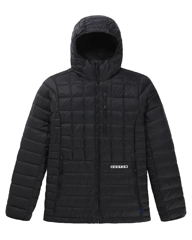 Burton Women's Mid-Heat Hooded Down Insulated Jacket - True Black Snapped Jacket Toggled Jacket Drawstring Jacket