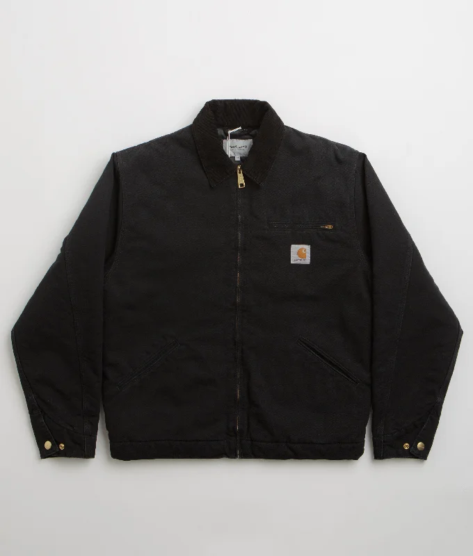 Carhartt OG Detroit Jacket - Black / Black Welt Pockets Slit Pockets Flap Pockets