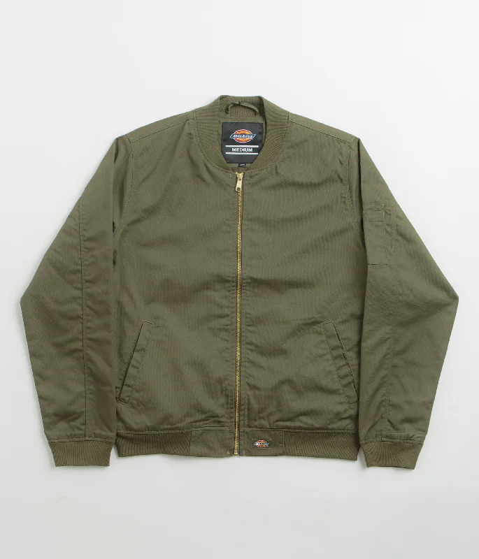 Dickies Hughson Jacket - Dark Olive / Dark Olive Notch Collar Peter Pan Collar Cowl Neck