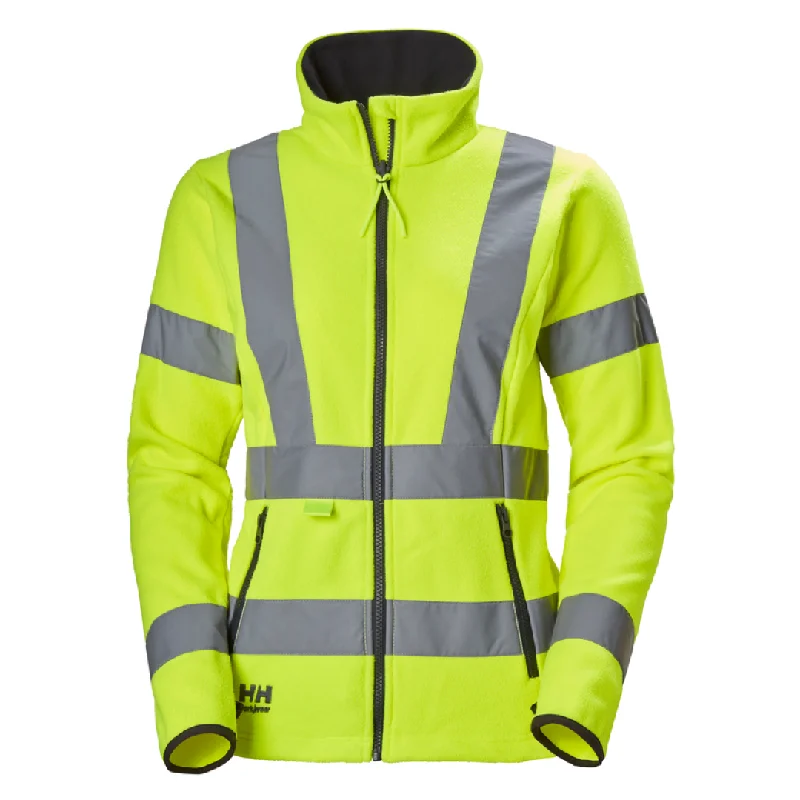 Helly Hansen Workwear Womens Luna Hi Vis Fleece Jacket Trench Coat Raincoat Waterproof Jacket