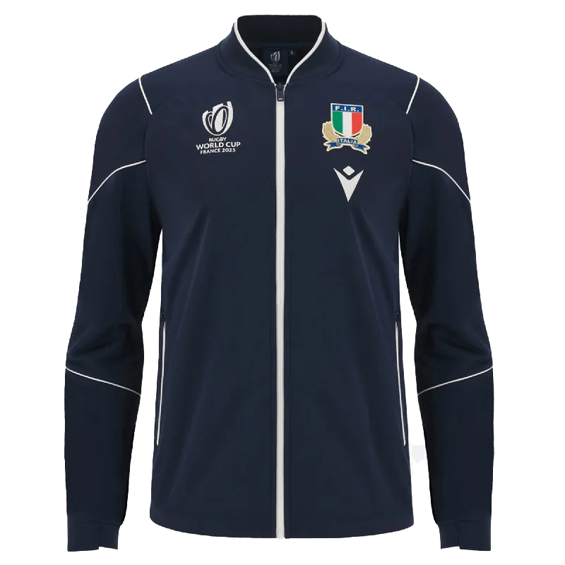 Italy RWC23 Full-Zip Anthem Jacket by Macron Welt Pockets Slit Pockets Flap Pockets