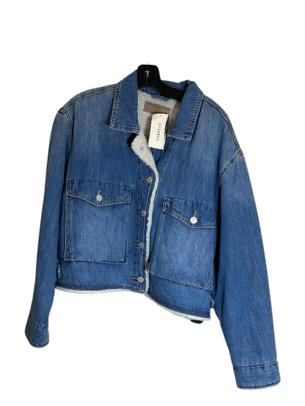 Jacket Denim By Blanknyc In Blue, Size: Xl Notch Collar Peter Pan Collar Cowl Neck