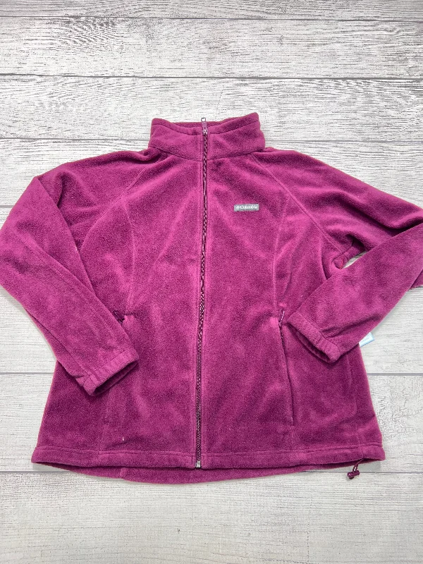 Jacket Fleece By Columbia In Purple, Size: 1x Hooded Jacket Caped Jacket Shawl Collar Jacket