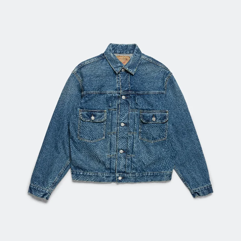 Type 2 1950's Denim Jacket - 2 Year Wash Front Pockets Side Pockets Patch Pockets