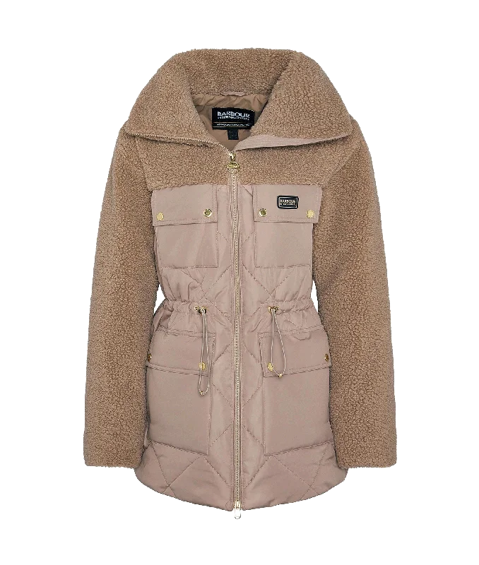 Jemison Quilted Jacket - Beige Hooded Jacket Caped Jacket Shawl Collar Jacket