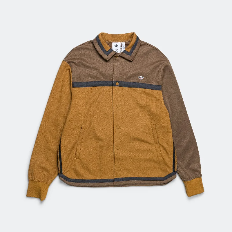 Woven Jacket x CLOT - Brown Strata Zip Front Button Front Snap Front