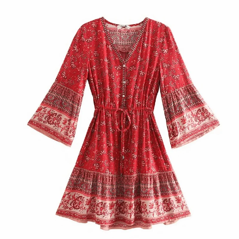 Arete Long Sleeve Mini Dress Classic Floral Print Mini Dress