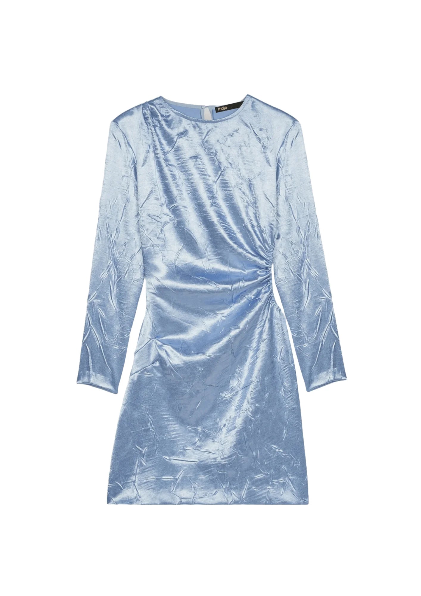 LIGHT BLUE SATIN MINI DRESS Trendy Wraparound Mini Dress