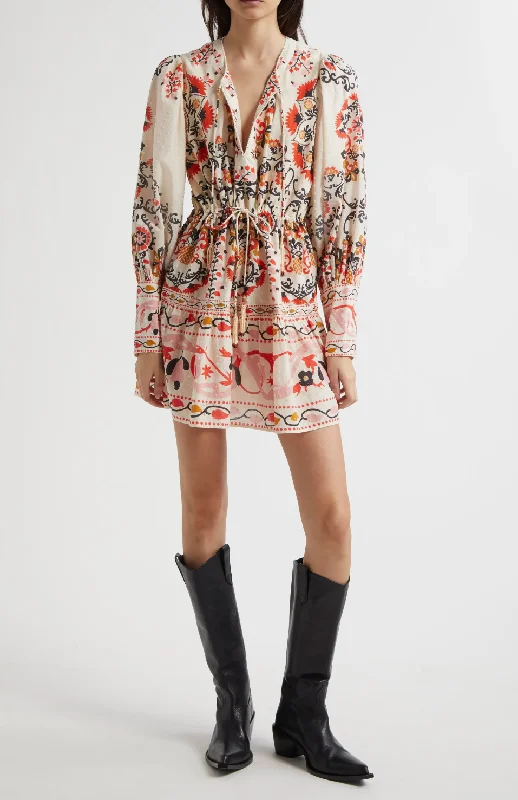 Cashew Mandala Cream Mini Dress-FARM RIO Classic Floral Print Mini Dress