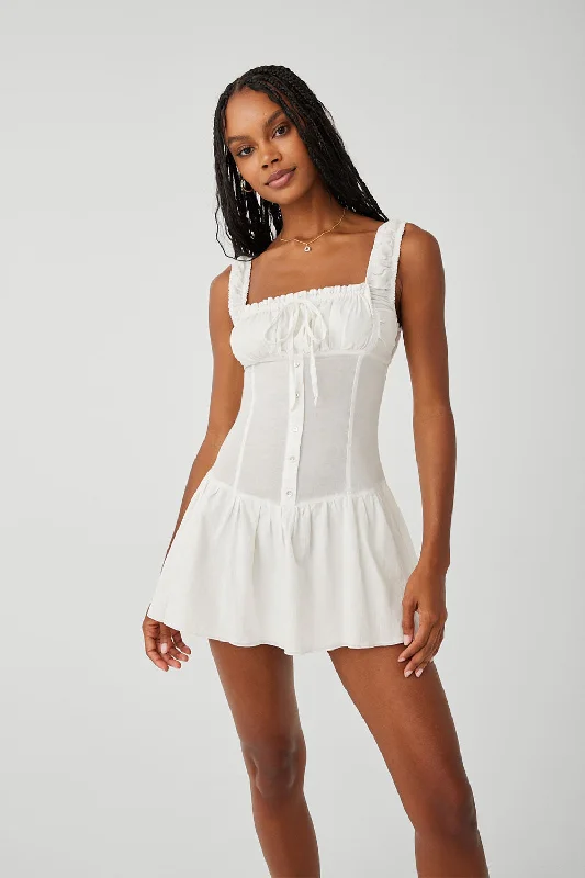 Christa Ruffle Mini Dress - Sunrose Fashionable Pleated Mini Dress