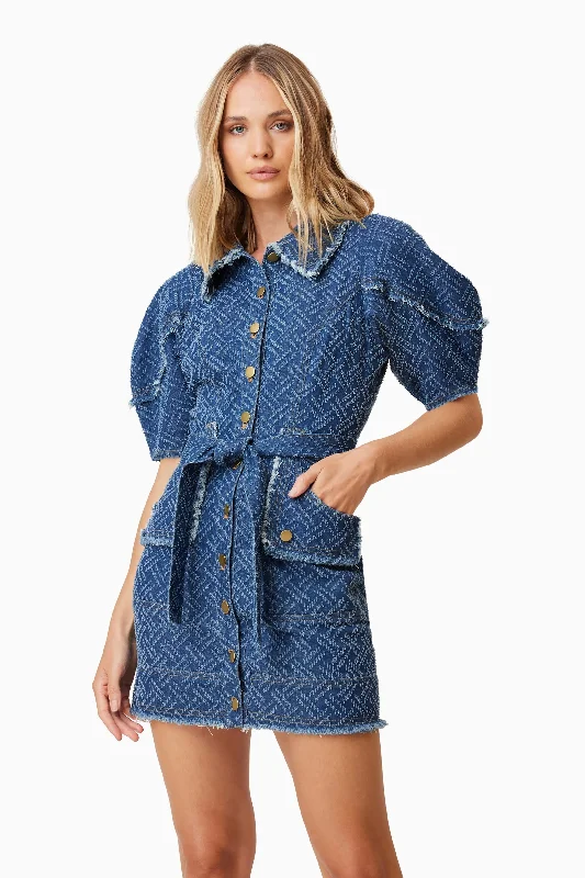 Cora Denim Mini Dress Stylish Sweetheart Mini Dress