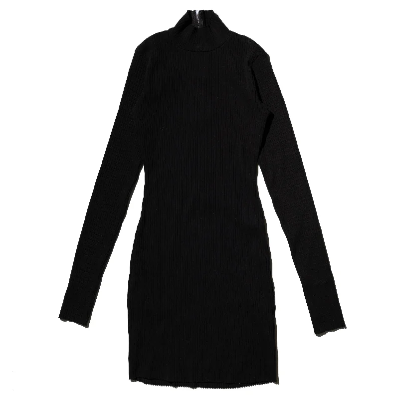 Cotton Citizen Ibiza Turtleneck Mini Dress in Jet Black Trendy Lace Mini Dress