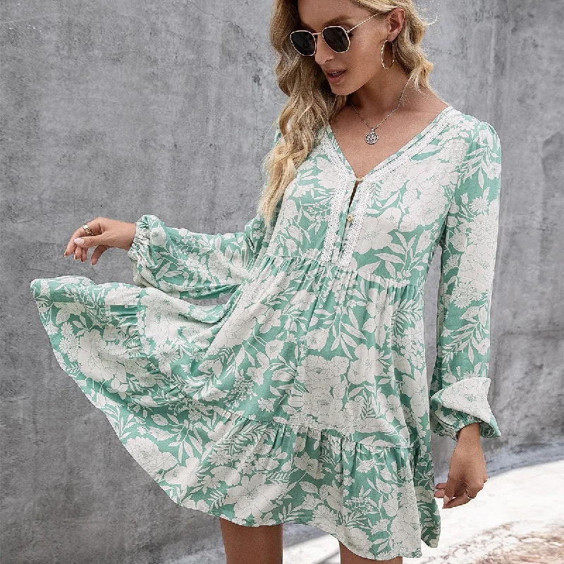 Kiana Floral Long Sleeve Mini Dress Stylish Floral Print Mini Dress