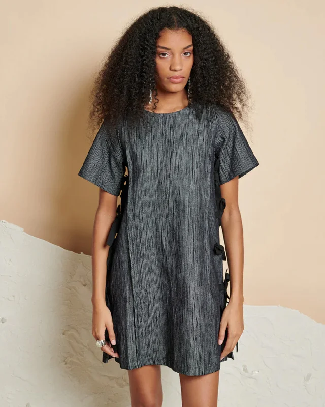 Mara Mini Dress - Washed Black Casual High-Waist Mini Dress