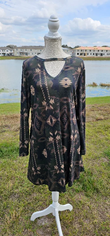 On the Hunt Mini Dress - Green Camouflage - SMALL | LARGE | X-LARGE - FINAL SALE Cozy Knit Mini Dress