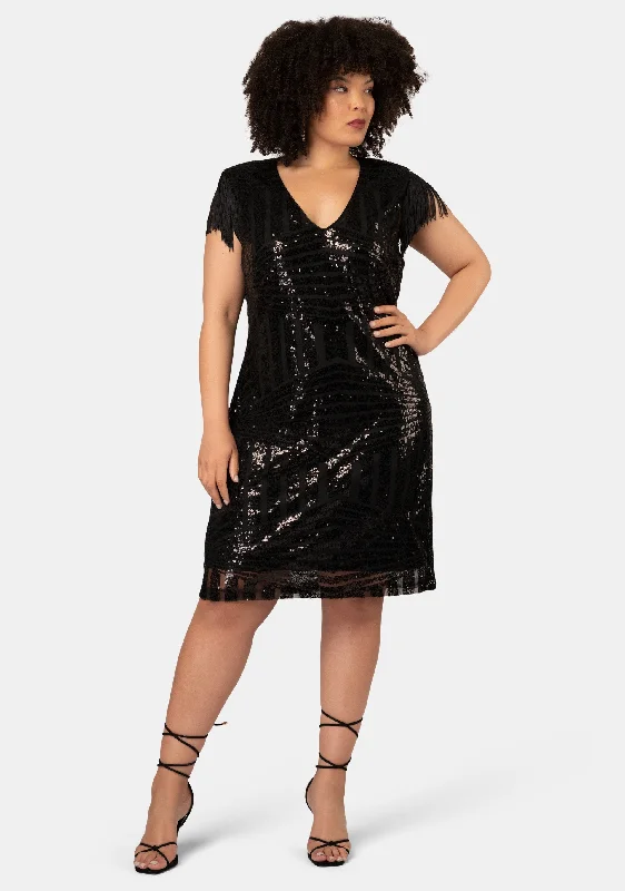 Over The Top Sequin Mini Dress Stylish Button-Down Mini Dress