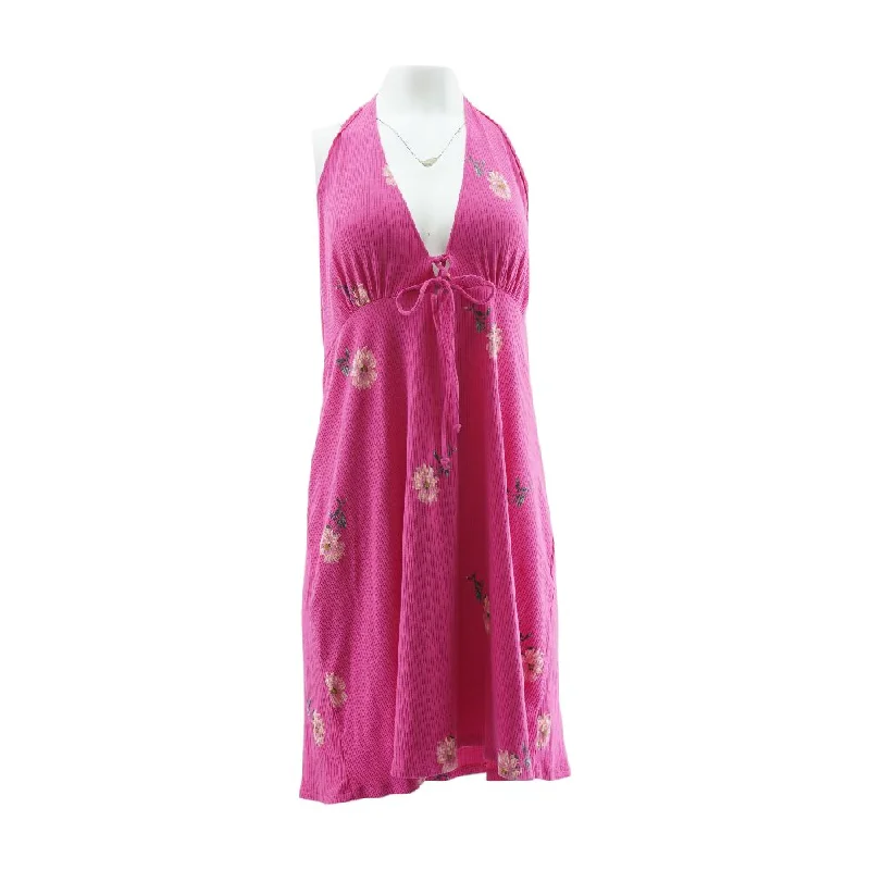 Pink Floral Mini Dress Cozy Jersey Mini Dress