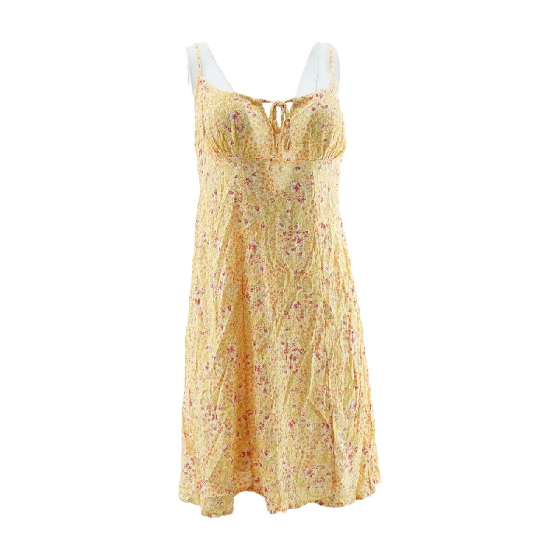 Yellow Floral Mini Dress Classic Shift Mini Dress