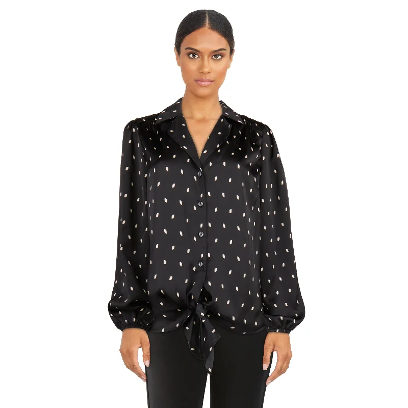 lily morgan Women's Satin Blouse Modern Oversized Blouse