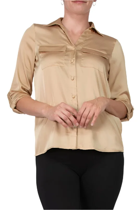 Notations Satin Blouse Puff Sleeve Blouse