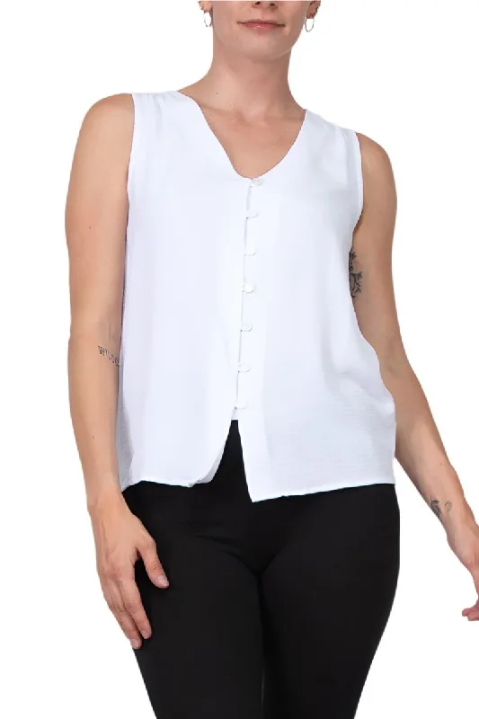 Notations Sleeveless Button Front Airflow Blouse Office Formal Blouse