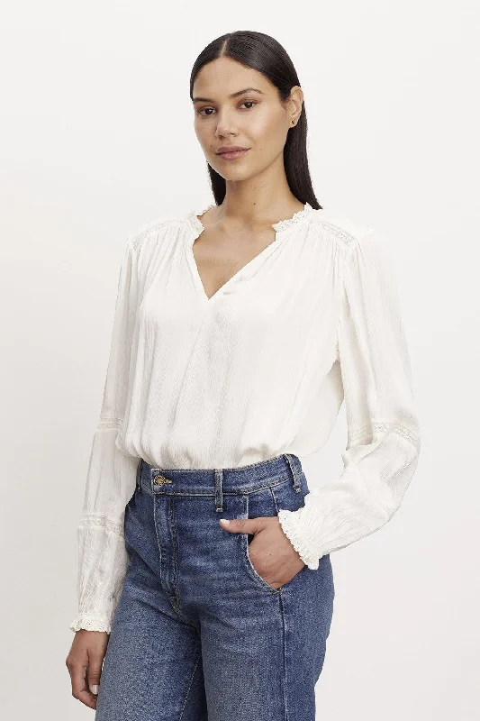 Velvet by Graham & Spencer Koren 06 Blouse | Ecru | Clearance Final Sale Soft Pastel Blouse