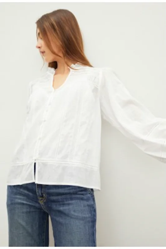 Velvet by Graham & Spencer Liam 06 Cotton Lace Blouse | White | Clearance Final Sale Smart Casual Blouse