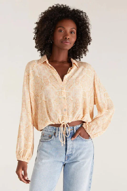 Z Supply Becca Medallion Blouse Lightweight Chiffon Blouse