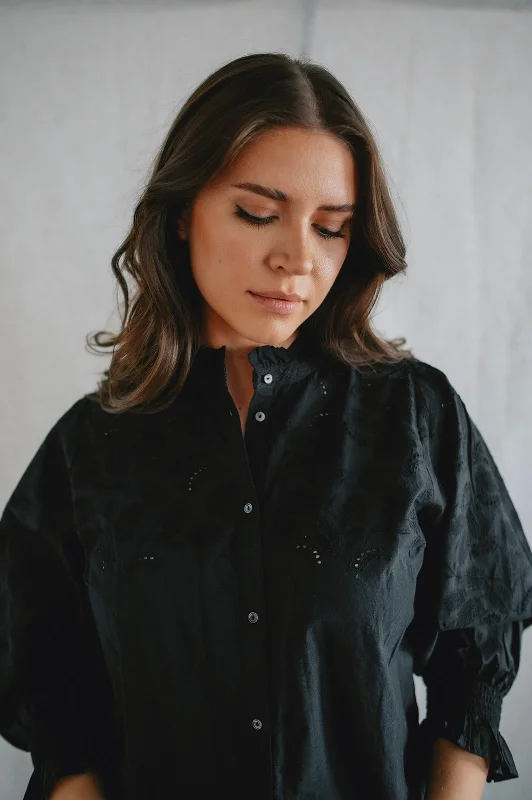 The Kilja Blouse by Part Two - Black Elegant Semi-Sheer Blouse