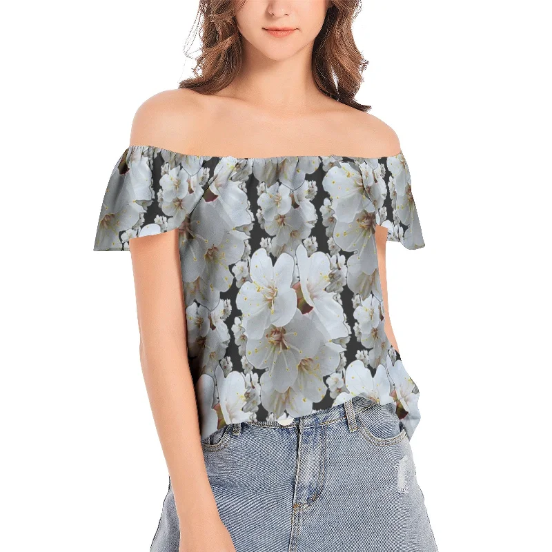 TRP Floral Print 01-01 Designer Off Shoulder Blouse Sweetheart Neck Blouse