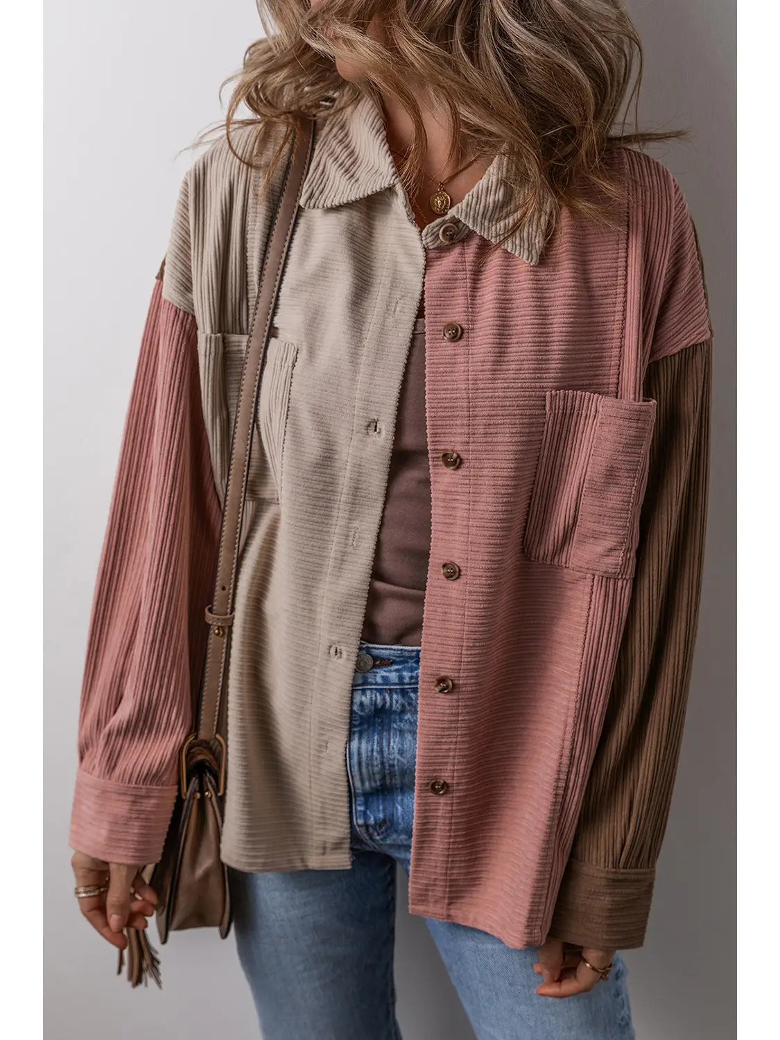 Corduroy Shacket Flowy Bohemian Blouse