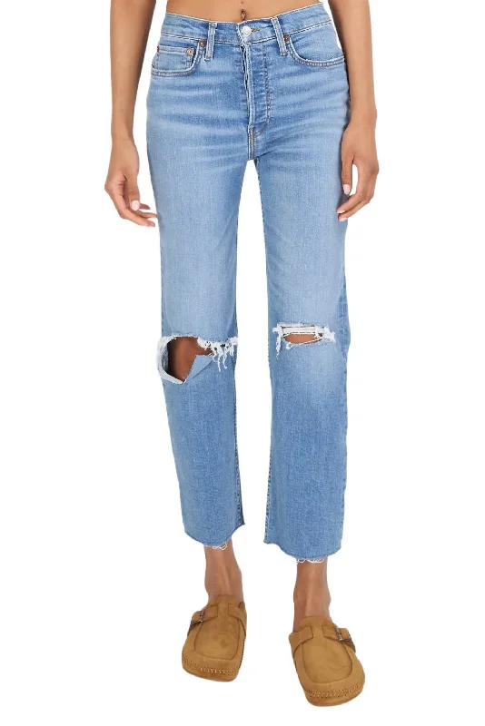 70S Stove Pipe Jean In Destroyed Dawn Stylish Plus Size Denim Jeans