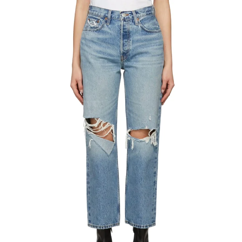 90's Crop Low Slung Jeans In Medium Raf Chic Double Waistband Jeans