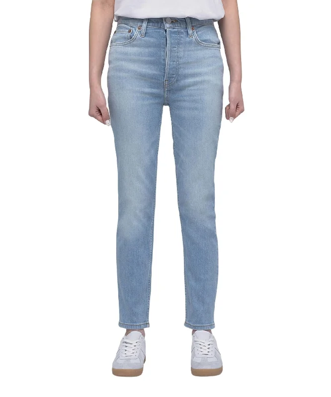 90's High-Rise Ankle Crop Jean In Costa Indigo Comfortable Faded High-Rise Jeans