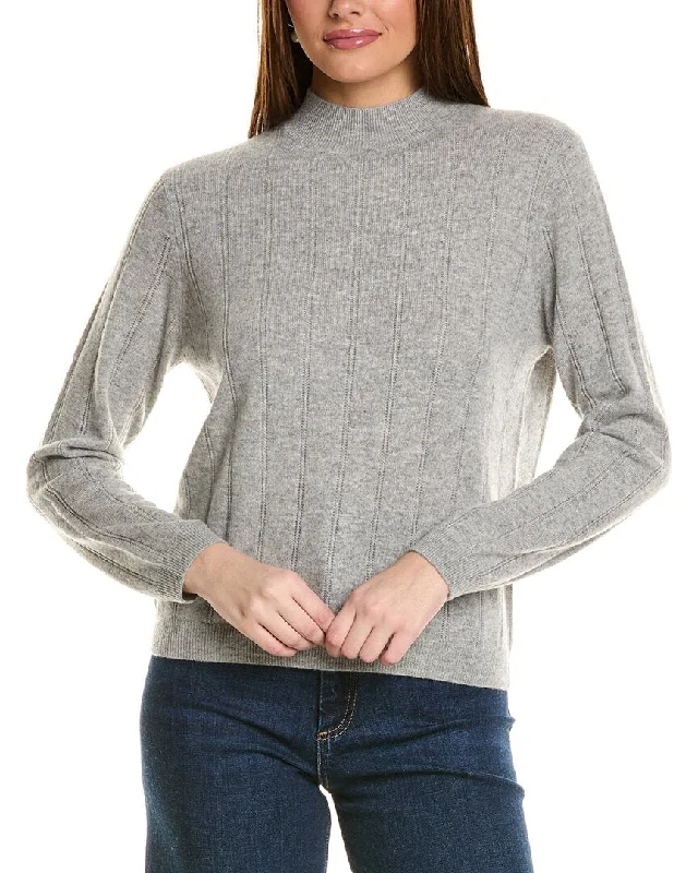 Amicale Cashmere Wide Rib Cashmere Sweater Transparent Opaque Sheer