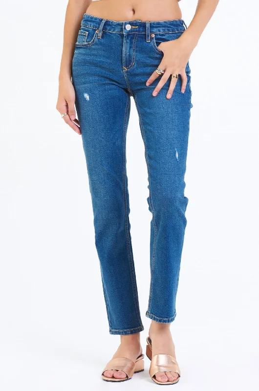 Blaire Slim Straight Denim Jeans In St. Tropez Comfortable Stretch Fit Jeans