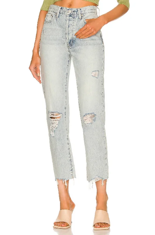 Charlie High Rise Straight Jean In Hysteria Distressed Trendy Acid Wash Skinny Jeans