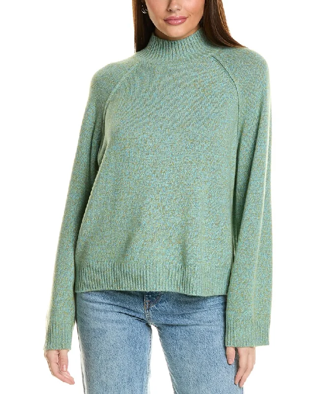 Collaboration Melange Boxy Mock Neck Cashmere Sweater High Neck Crew Neck V-Neck