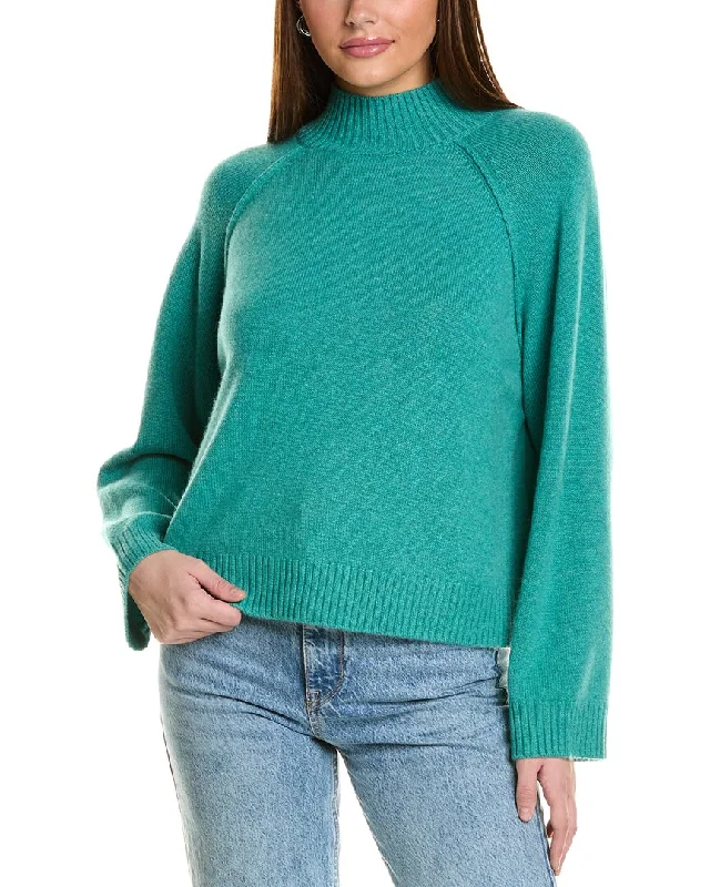 Collaboration Serena Boxy Mock Neck Cashmere Sweater Terry Blend Velvet Blend Canvas Blend