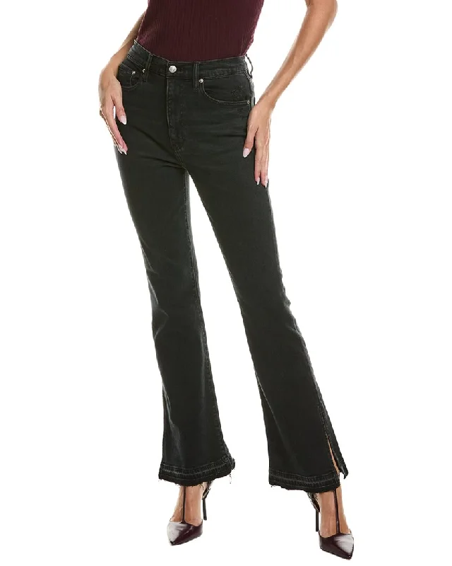 DAZE DENIM Go-Getter With Side Slit High Rise Flare Jean Trendy Bootcut High-Waisted Jeans