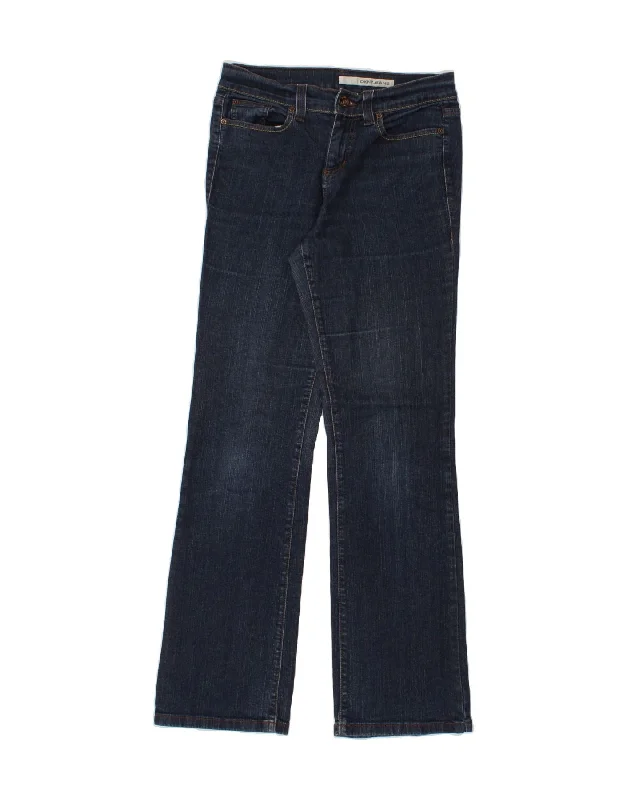 DKNY Womens Soho Bootcut Jeans US 8 Medium W30 L33 Navy Blue Cotton Stylish Shredded Denim Jeans