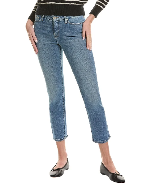 GOOD AMERICAN Good Classic Low Waist Straight Jean Stylish Acid-Wash Jeans