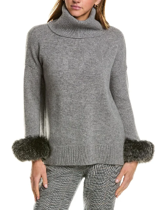 Hannah Rose Cashmere Turtleneck Sweater Slim Fit Regular Fit Oversized