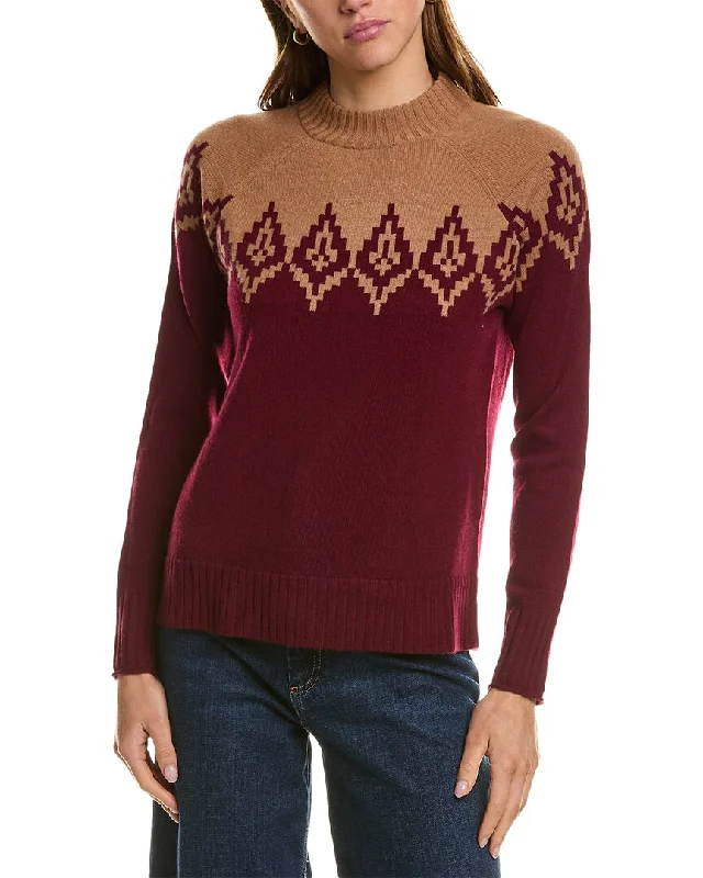 Hannah Rose Diamond Peak Fairisle Wool & Cashmere-Blend Sweater Polka Dot Checkered Tartan