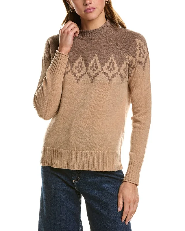 Hannah Rose Diamond Peak Fairisle Wool & Cashmere-Blend Sweater Faux Fur Fabric Real Fur Fabric Shearling Fabric