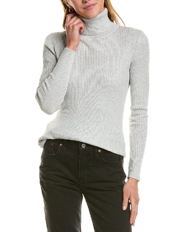 Hannah Rose Turtleneck Cashmere-Blend Sweater Notch Collar Peter Pan Collar Cowl Neck