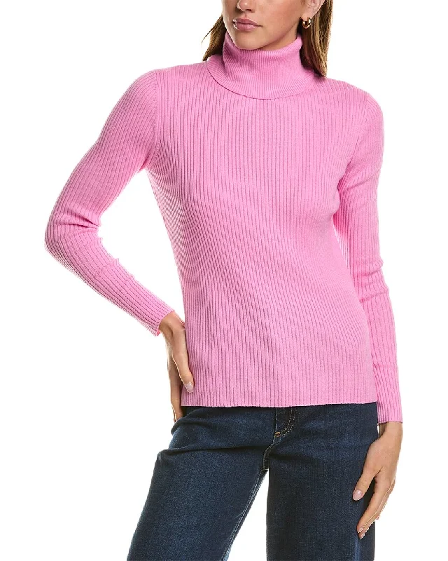 Hannah Rose Turtleneck Cashmere-Blend Sweater Cable Knit Ribbed Knit Lace Knit