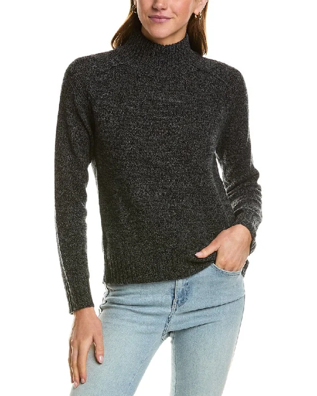 Hannah Rose Turtleneck Wool & Cashmere-Blend Sweater Silk Blend Satin Velvet