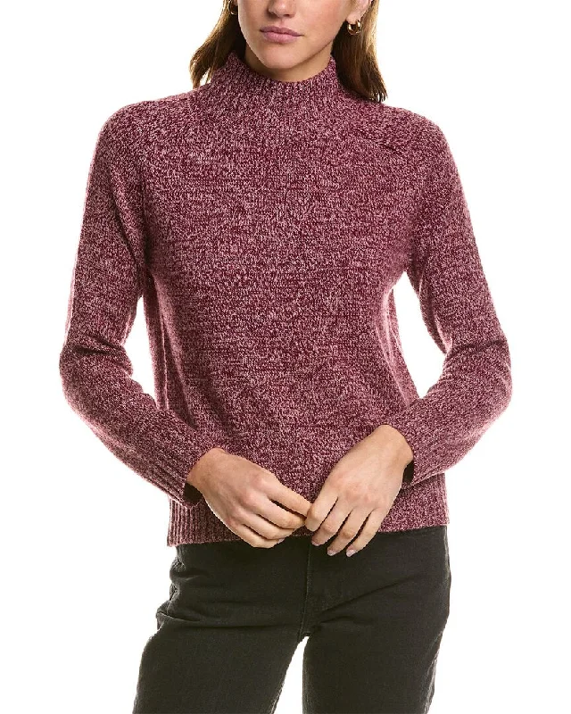 Hannah Rose Turtleneck Wool & Cashmere-Blend Sweater Polka Dot Checkered Tartan